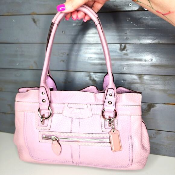 Coach Penelope Leather Satchel Handbag Lilac Purple Leather Bag Silver Hardware - Picture 2 of 15